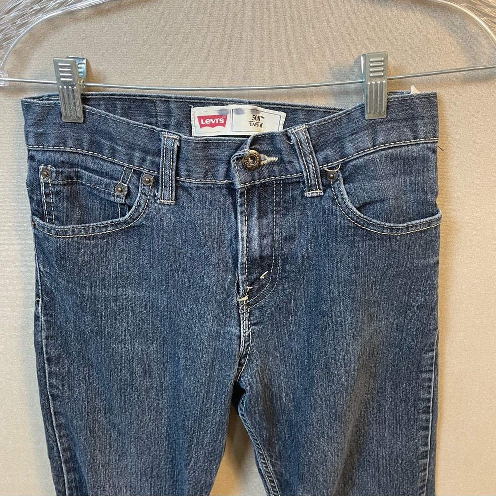 Levi's Strauss Youth kids Dark Blue Straight Leg denim jeans size 14 regular 27w